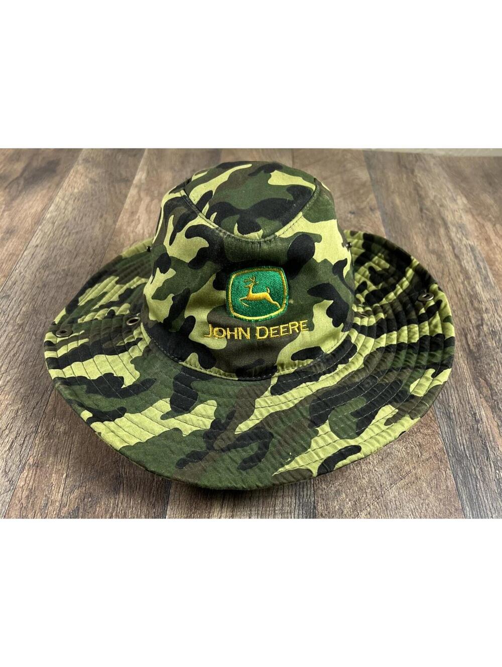 JOHN DEERE Hat Fishing Hunting Hiking SAFARI Camo Bucket Lawn Mowing Outdoor